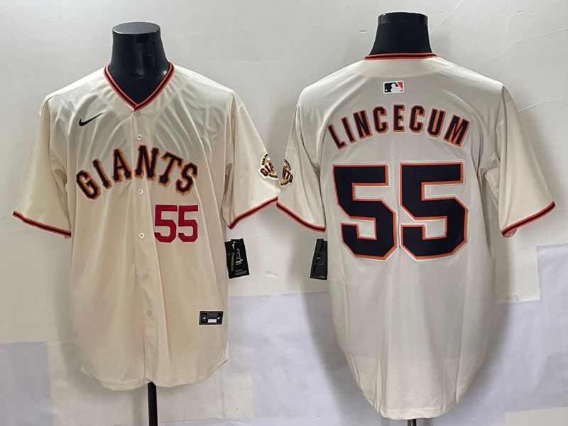 Men 2025 San Francisco Giants #55 Lincecum Cream Game Nike MLB Jersey style 4